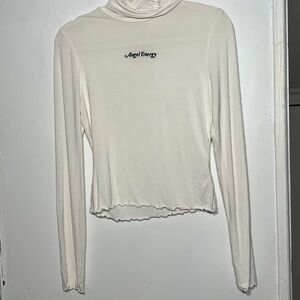 Forever 21 White Long Sleeve Tee with 'Angel Energy'